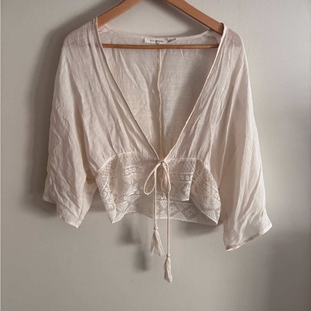 Blu Pepper Ivory Textured Blouse